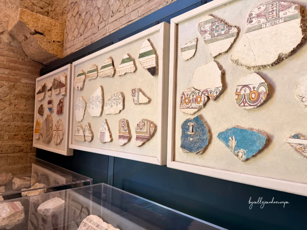 Mosaicos originales en el museo arqueológico de Villa Adriana en Tivoli.